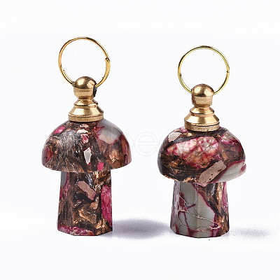 Assembled Synthetic Bronzite and Imperial Jasper Openable Perfume Bottle Pendants G-S366-057C-1