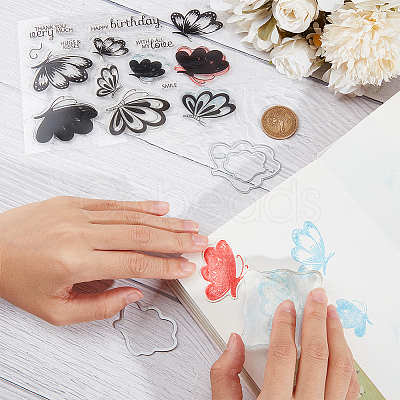 CRASPIRE 1Pc Butterfly Clear Silicone Stamps DIY-CP0009-56-1