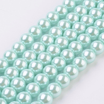 Eco-Friendly Glass Pearl Bead Strands X-HY-A008-8mm-RB034-1