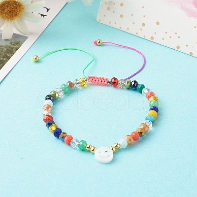 Electroplate Glass Nylon Thread Braided Bead Bracelets for Mom and Daughter BJEW-JB06359-03-1