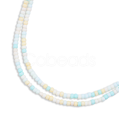 Opaque Spray Painted Glass Bead Strands GLAA-N047-07-07-1