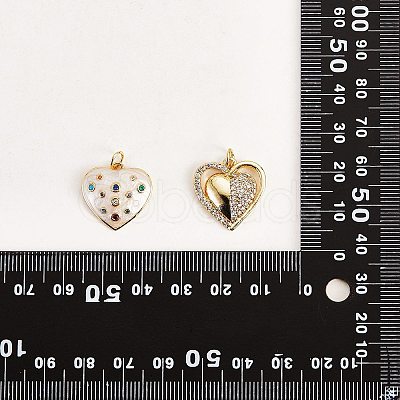 10Pcs Eco-Friendly Brass Micro Pave Cubic Zirconia with Enamel Pendants KK-SZ0005-77-1