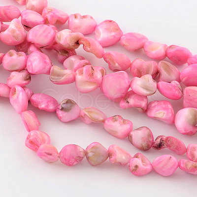 Dyed Natural Freshwater Shell Nuggets Bead Strands X-SHEL-Q004-04-1