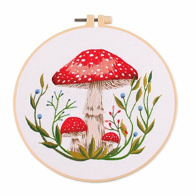 Mushroom Pattern Embroidery Starter Kits DIY-Z023-01C-1