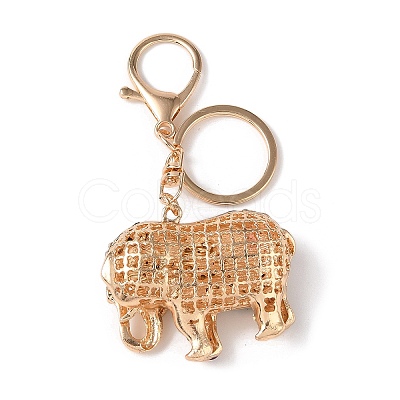 Elephant Zinc Alloy Enamel with Rhinestone Pendant Keychain KEYC-G061-01A-1