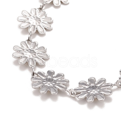 Enamel Daisy Link Chains Bracelet BJEW-P271-01P-05-1