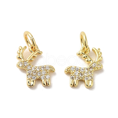 Rack Plating Brass Micro Pave Cubic Zirconia Pendants KK-K377-64G-1