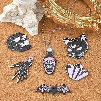 12Pcs 6 Styles Halloween Acrylic Pendants SACR-CJ0001-21-1