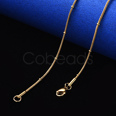 PVD Vacuum Plating 304 Stainless Steel Round Snake Chain Necklace NJEW-S420-009B-G-1