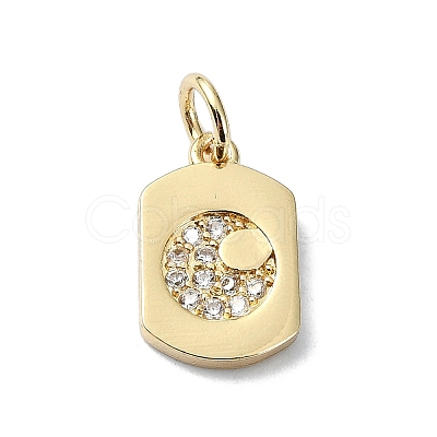 Moon Theme Brass Micro Pave Clear Cubic Zirconia Charms KK-H475-57G-10-1