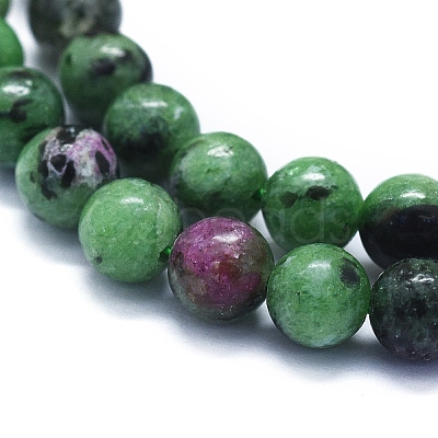 Natural Ruby in Zoisite Beads Strands G-E561-12-6mm-1