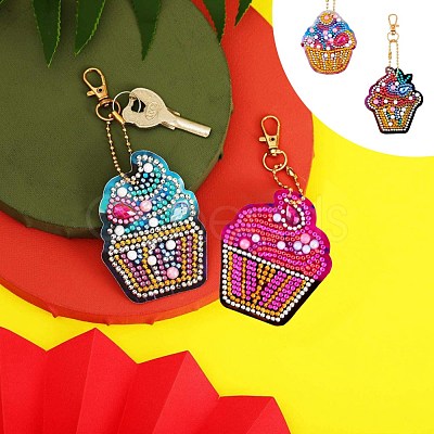 Cake Shape DIY 5D Diamond Painting Keychain DIY-WH0161-94-1