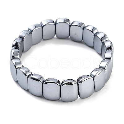 Terahertz Stone Oval Beaded Dominoes Stretch Bracelets for Women Men G-D461-20D-1