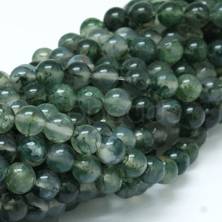 Natural Moss Agate Bead Strands G-J358-01-8mm-1