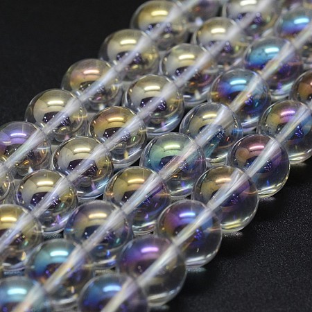 Electroplated Natural Quartz Crystal Beads Strands G-K285-09-8mm-02-1