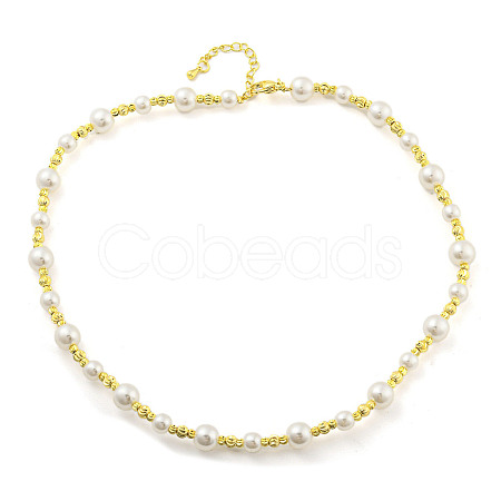 Brass Beaded Necklaces NJEW-P307-01G-1