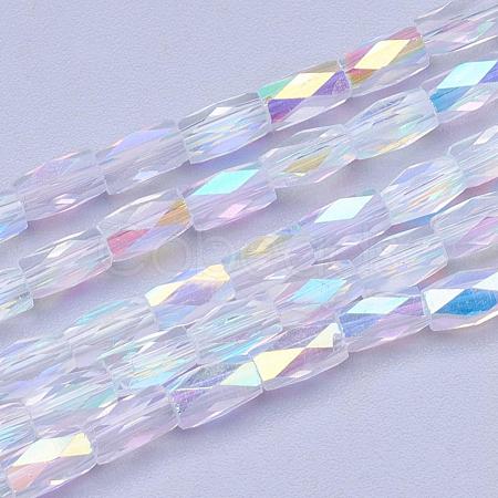 Electroplate Transparent Glass Beads Strands EGLA-E048-C01-1
