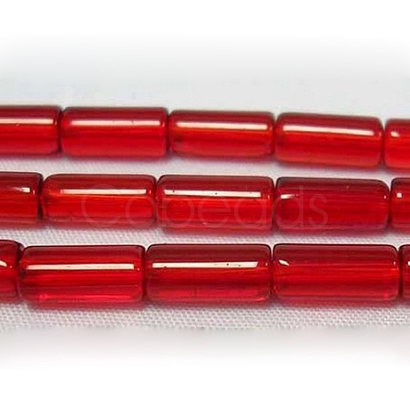 Red Transparent Glass Tube Beads Strands X-GST11-1