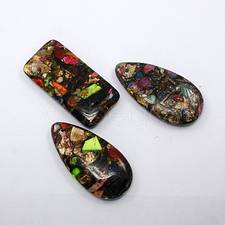 Assembled Synthetic Bronzite and Imperial Jasper Pendants G-F065-01-1