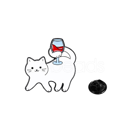 Cat Shape with Wine Enamel Pins PW-WG0F406-02-1