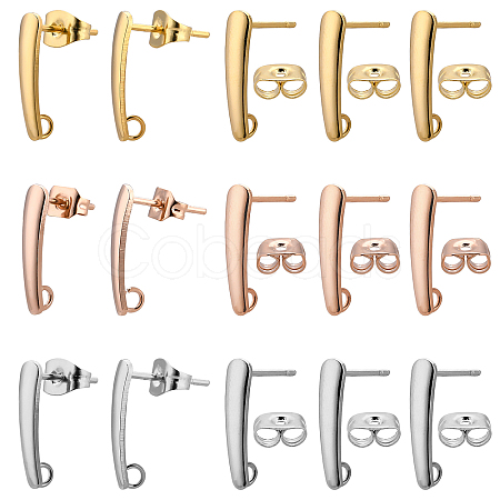DICOSMETIC 30Pcs 3 Color 304 Stainless Steel Stud Earring Findings  STAS-DC0004-46-1