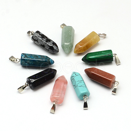 Pencil Natural & Synthetic Mixed Stone Point Pendants G-R220-28-1