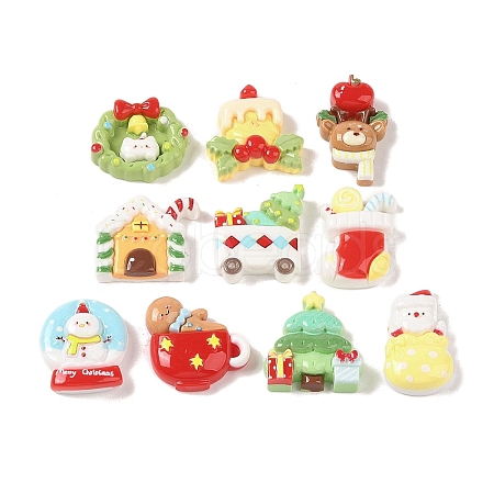 Christmas Opaque Resin Decoden Cabochons RESI-S391-08-1