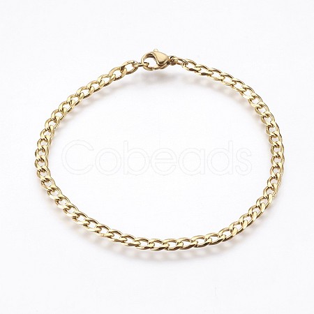 Vacuum Plating 304 Stainless Steel Curb Chain Bracelets BJEW-P236-13G-1