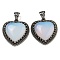 Synthetic Opalite Pendants, Heart Charms, with Rack Plating Antique Silver Tone Brass Findings, Cadmium Free & Lead Free, 28.5x27x9mm, Hole: 7x5mm