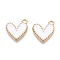 Rack Plating Alloy Enamel Charms, Heart Charm, Golden, White, 14.5x13x2mm, Hole: 1.6mm