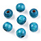 Natural Maple Wood Beads, Dyed, Round, Sky Blue, 12x10.5mm, Hole: 3mm, about 1800pcs/1000g