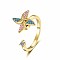 Windmill Rotating Ring with Rhinestones, Ins Style, Open Cuff Index Finger Rings, Gift for Girlfriend, Golden, US Size 8(18.1mm)