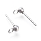 202 Stainless Steel Stud Earring Findings, with 304 Stainless Steel Pins and Loop, Stainless Steel Color, 2mm