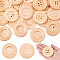 Olycraft 30Pcs Wood Buttons, 4-Hole, Clothing Accessories, Flat Round, Moccasin, 60x5.5mm, Hole: 4.5mm