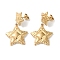 Texture Star 304 Stainless Steel Dangle Earrings, Stud Earring for Women, Real 18K Gold Plated, 37.5x22mm