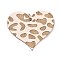 Printed Wood Pendants, with Iron Ring, Valentine's Day Collection, Heart, 39.5x46x2.5mm, Hole: 5.5mm