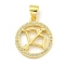 Brass Micro Pave Cubic Zirconia Pendants, Real 18K Gold Plated, Sagittarius, 17.8x15x2mm, Hole: 4x3.5mm