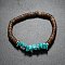 Synthetic Turquoise Chips & Coconut Disc Beaded Stretch Bracelets, Inner Diameter: 2-1/8 inch(5.5cm)