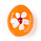 Handmade Lampwork Beads, Oval with Flower, Dark Orange, 18.5~20x15.5~16.5x7.5~10mm, Hole: 1.2~1.5mm