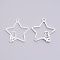 Alloy Open Back Bezel Pendants, for DIY UV Resin, Epoxy Resin, Pressed Flower Jewelry, Cadmium Free & Lead Free, Star with Cat, Silver, 32x29x3mm, Hole: 2mm