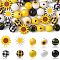 50Pcs 10 Styles Sunflower Theme Printed Wood Beads, Dyed, Round & Flower, Mixed Color, 15~21.5x8~15mm, Hole: 3~5mm, 5pcs/style