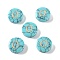 Synthetic Turquoise Beads, with Golden Tone Brass Slices, Flat Round with Letter, Letter O, 15x5.5mm, Hole: 1.4mm