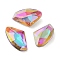 Glass Rhinestone Cabochons, Flat Back & Back Plated, Faceted, Axe, Heliotrope, 14x9x4.5mm