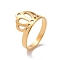 Ion Plating(IP) 201 Stainless Steel Crown Finger Ring, Hollow Wide Ring for Women, Golden, US Size 6 1/2(16.9mm)