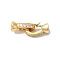 Brass Micro Pave Clear Cubic Zirconia Fold Over Clasps, Real 18K Gold Plated, 20mm, Hole: 4mm