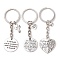 Alloy Keychain, with Iron Findings, Word Charm, Antique Silver, 7.8cm, 3pcs/set