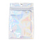 Rectangle Zip Lock Plastic Glitter Holographic Bags, Resealable Bags, Clear, 12x7.5cm, Hole: 6mm, Unilateral Thickness: 2.3 Mil(0.06mm)