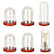 Nbeads 6 Sets 3 Style Iridescent Clear Glass Dome Cover, Decorative Display Case, Cloche Bell Jar Terrarium with Wood Base, Arch, Sienna, 25~30x32.5~54mm, Inner Diameter: 16~21.5mm, 2 sets/style