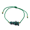 Natural Malachite Braided Bead Bracelets, with Brass Beads, Chip, Inner Diameter: 2-7/8 inch(7.3cm), 1pc/style