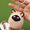 Cat Shape Needle Felting Kits, with Metal Keychain, Jump Rings, Wool and Punch Needle, Wheat, 35~40mm